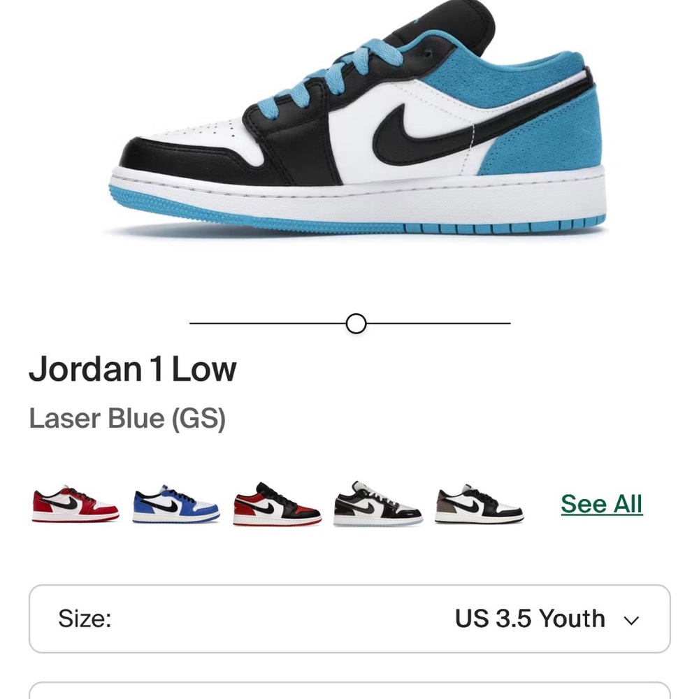 Jordan 1 Low Laser Blue and Black Sneakers